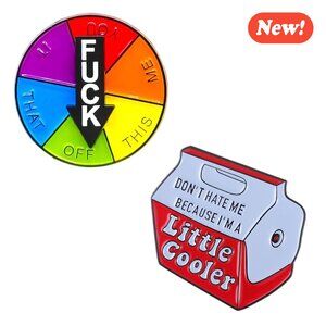 2 NEW PINS Enamel FUC* Everything & Little Cooler Witty Fun Sarcastic Gifts